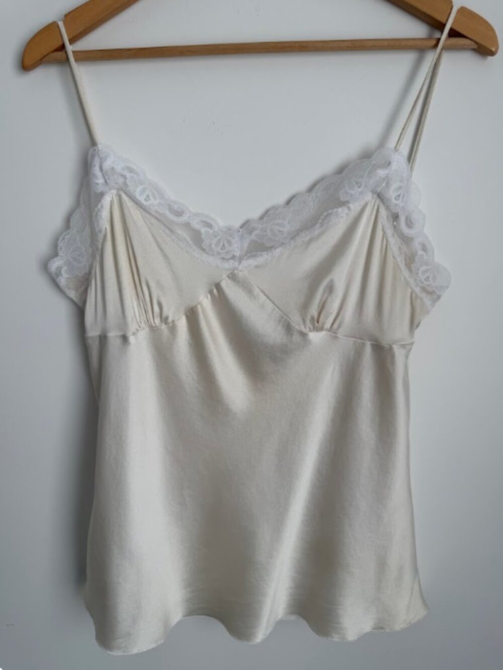 Trina Turk Cream Silk Lace Trim Camisole Large